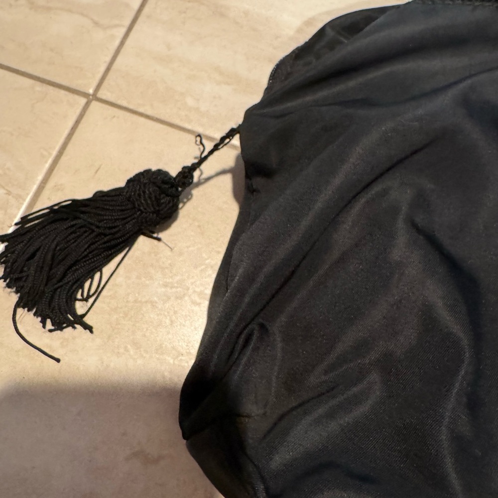 PRADA Vintage Tessuto Tassel Black Silver Hardware Nylon Beaded Handbag Tote‎ - Picture 10 of 14